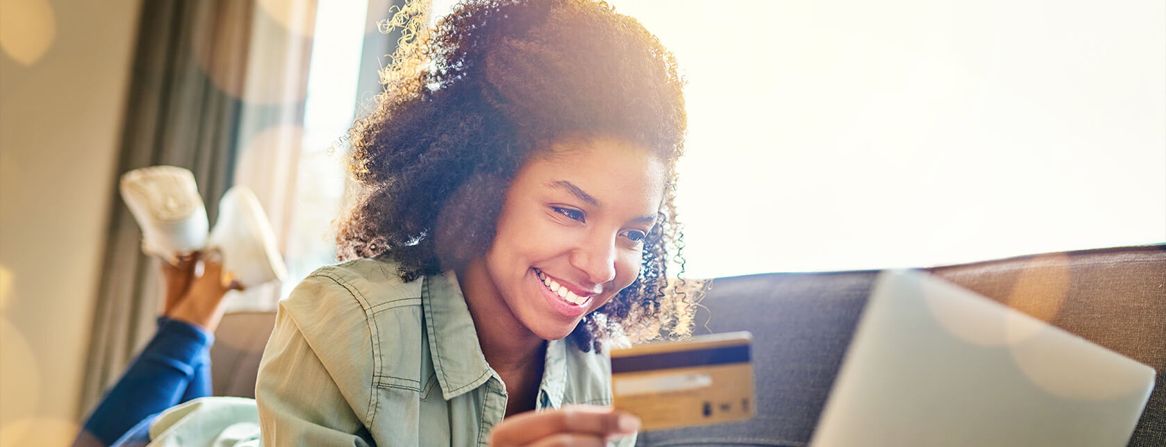 woman paying a bill online