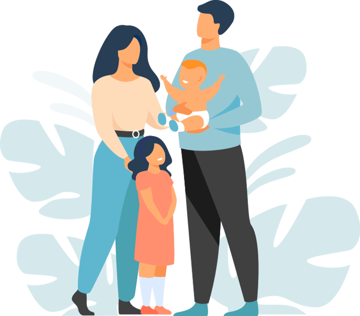 illustration of a young family